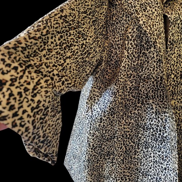 Leopard Print Silk Women's Blazer By Silk Land Loose Fit Size 2X - Picture 2 of 12